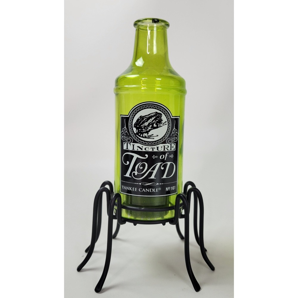 Yankee Candle Halloween Tincture of Toad Green Glass Spider Tea Light Holder 9"